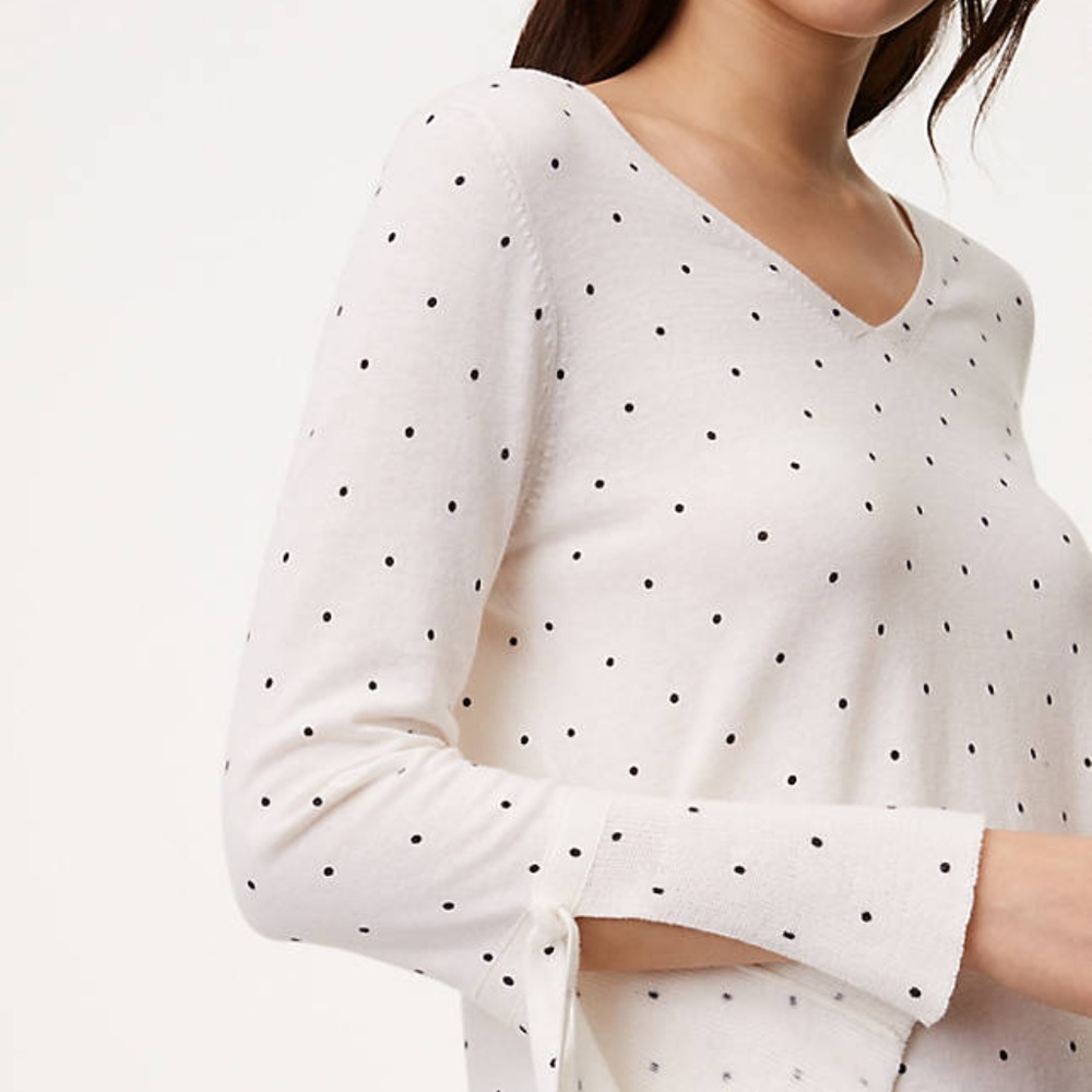 LOFT POLKA DOT BELL SLEEVE BOWS - 100% COTTON 🐇